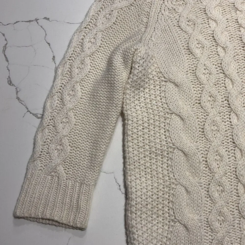 J. Crew Women's Ivory Cream Alpaca Merino Wool Blend Sweater XS Classic Knitted